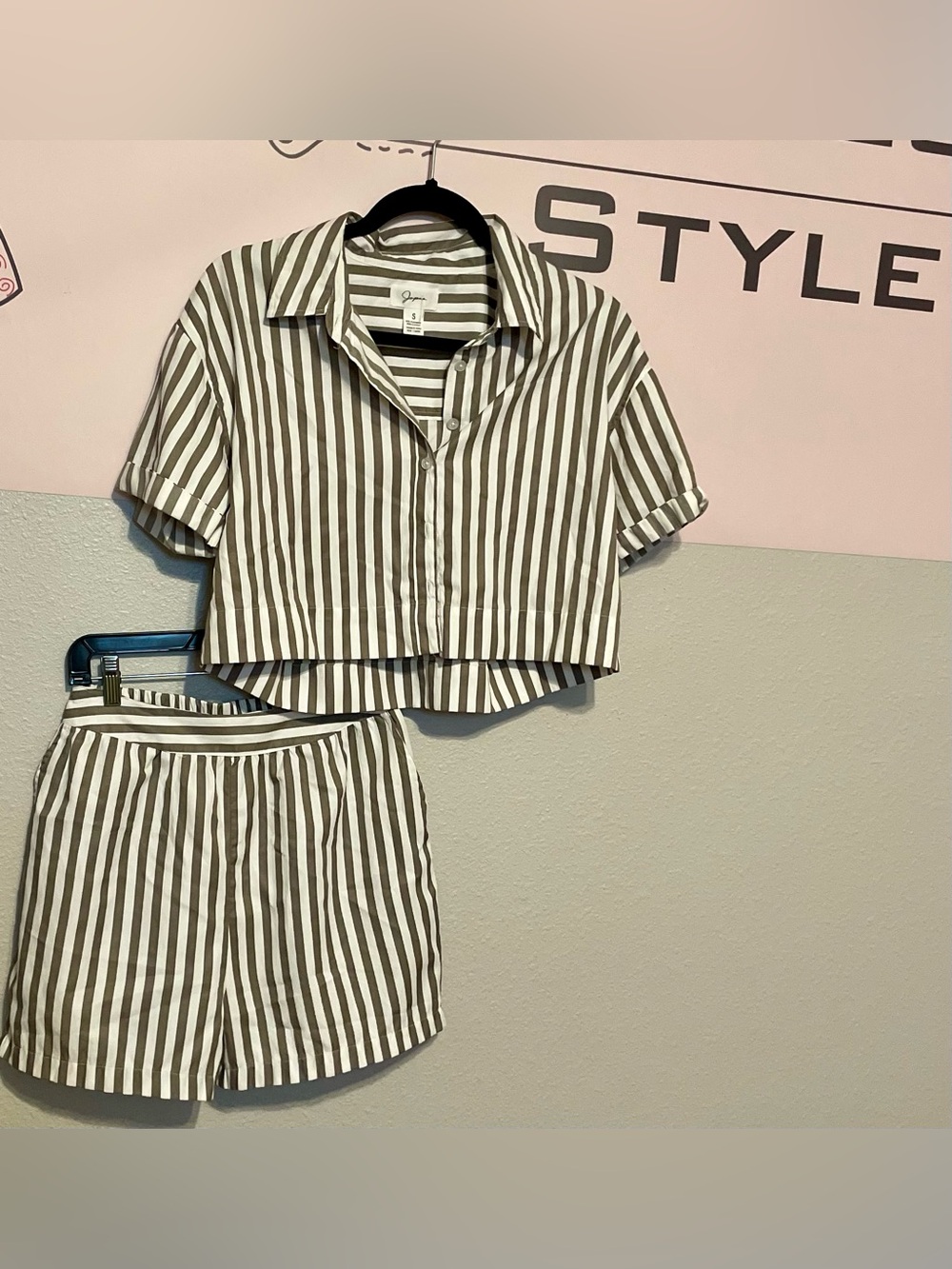Japna Striped Shirt in White and Beige